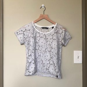 White floral lace shirt (S)